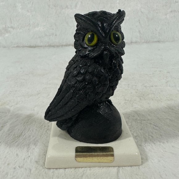 Vintage Black Owl on ceramic base crafted from Pennsylvania Coal Dust - Picture 1 of 10